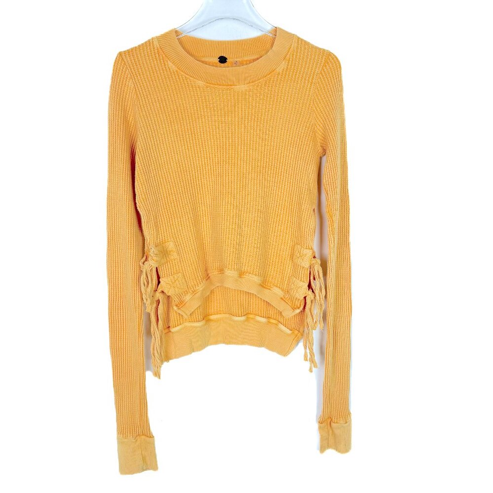 Free People Interlaken Cropped Thermal Waffle Knit Long Sleeve Top Size Small S - Picture 2 of 11